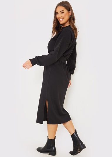 In the Style Jac Jossa Black Belted Midi Dress