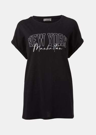 Papaya Curve Black New York Slogan T-Shirt
