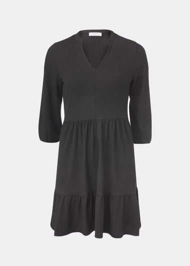 Black Jersey Crinkle Mini Dress