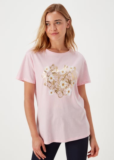 Pink Butterfly Print T-Shirt