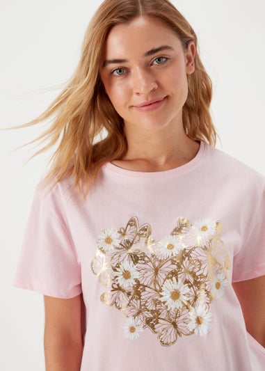 Pink Butterfly Print T-Shirt