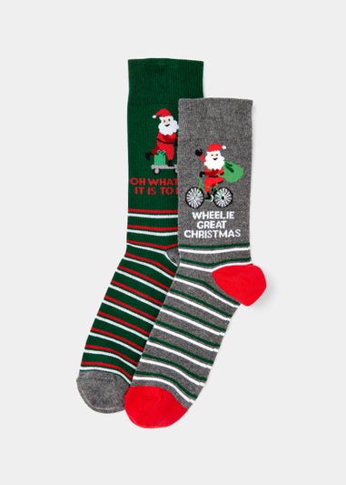 2 Pack Christmas Santa Socks
