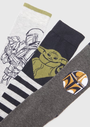 3 Pack Black Mandalorian Print Jacquard Socks