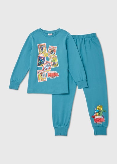 Kids Teal Marvel Comics Pyjama Set (5-12yrs)