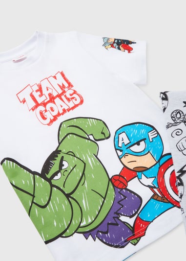 Kids White & Grey Marvel Team Goals Pyjama Set (5-12yrs)