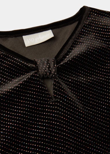 Girls Black Velvet Sparkle Dress (4-13yrs)