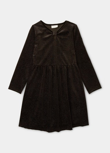 Girls Black Velvet Sparkle Dress (4-13yrs)