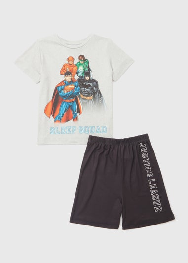 Kids Black DC Comic Sleep Squad Short Pyjama Set (5-12yrs)