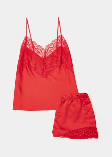 Red Satin Cami Short Pyjama Set