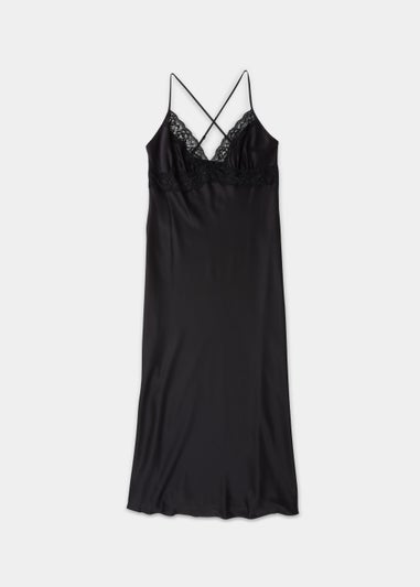 Black Long Satin Chemise