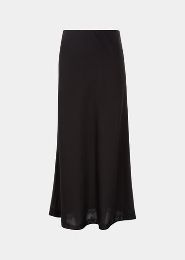 Black Lace Trim Midi Skirt