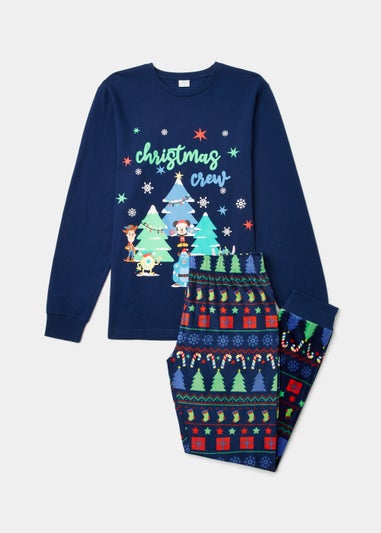 Navy Disney Christmas Crew Pyjama Set - Matalan