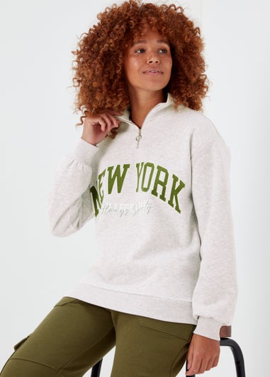 Grey New York Half Zip Sweatshirt