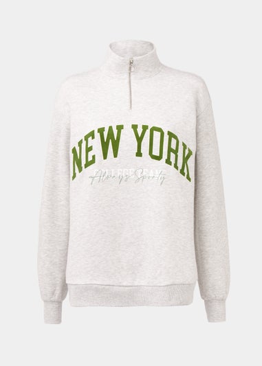 Grey New York Half Zip Sweatshirt