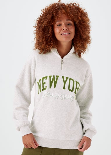 Grey New York Half Zip Sweatshirt