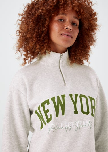 Grey New York Half Zip Sweatshirt