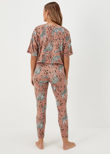 Brown Animal Print Pyjama Set