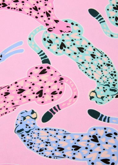 Girls Pink Leopard Print Oversized Nightie (4-13yrs)