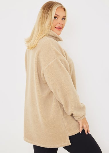In the Style Gemma Atkinson Cream Borg Half Zip Sweatshirt