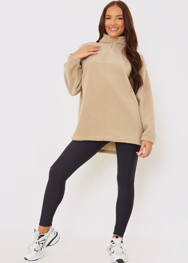 In the Style Gemma Atkinson Cream Borg Half Zip Sweatshirt