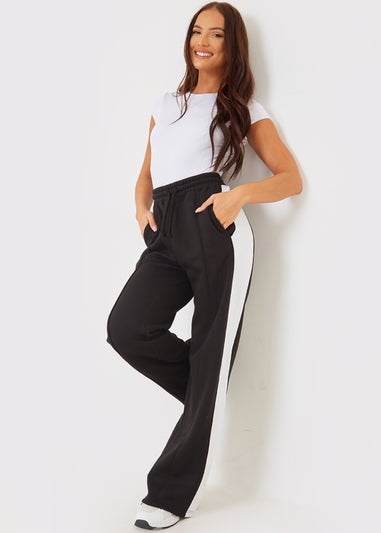 In the Style Gemma Atkinson Black Stripe Wide Leg Trousers