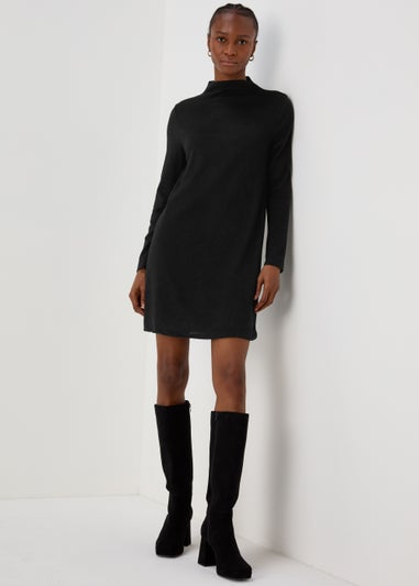 JDY Tonsy Black Long Sleeve Funnel Neck Dress