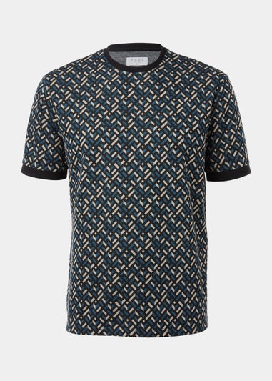 Black & Teal Geo Jacquard T-Shirt