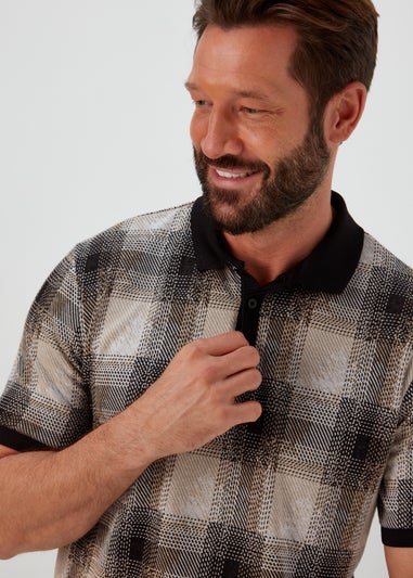 Black Large Check Smart Polo Shirt