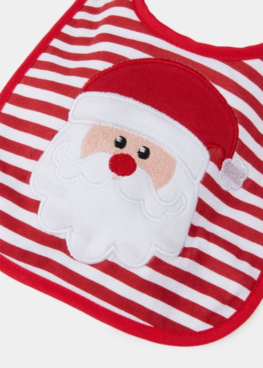 Red Stripe Musical Christmas Santa Bib