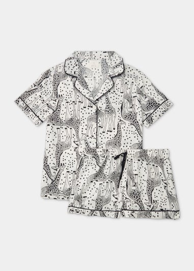 Cream Giraffe Satin Pyjama Set