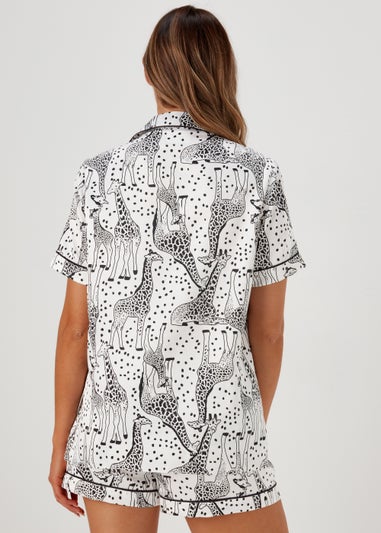 Cream Giraffe Satin Pyjama Set