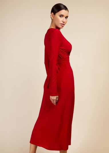 Little Mistress Red Wrap Midaxi Dress