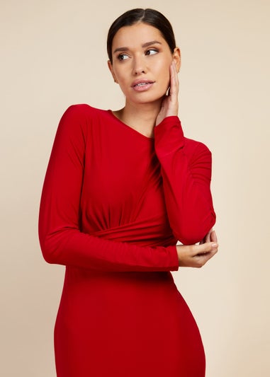 Little Mistress Red Wrap Midaxi Dress