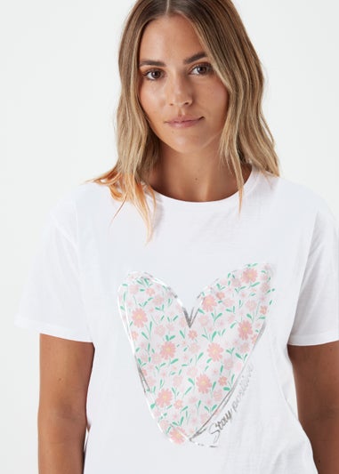 White Floral Heart T-Shirt