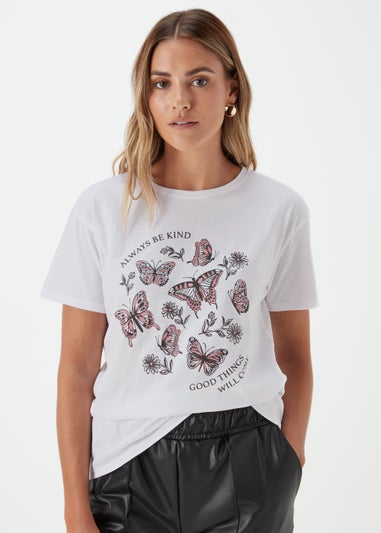 White Butterfly Glitter T-Shirt