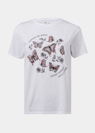 White Butterfly Glitter T-Shirt