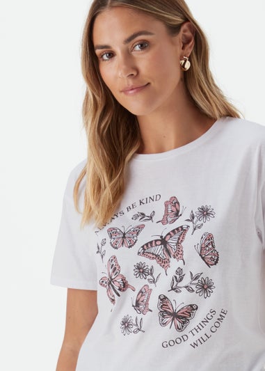 White Butterfly Glitter T-Shirt