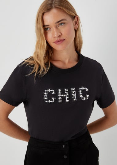 Black Chic Slogan T-Shirt - Matalan