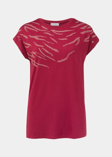 Burgundy Zebra Print Longline T-Shirt