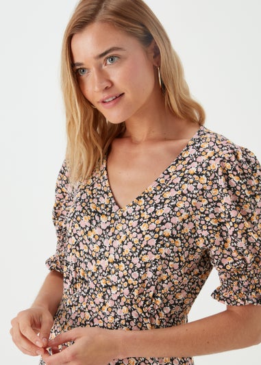 Multicoloured Rose Ditsy Midi Dress