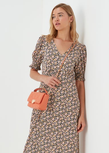 Multicoloured Rose Ditsy Midi Dress