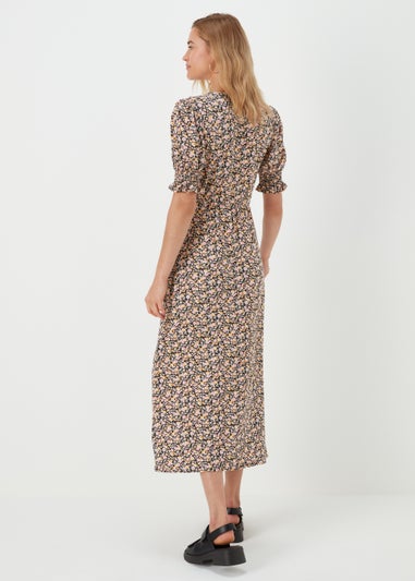 Multicoloured Rose Ditsy Midi Dress