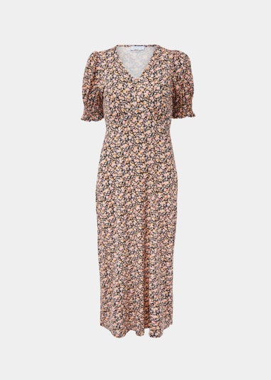 Multicoloured Rose Ditsy Midi Dress