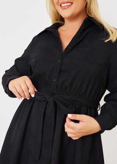 In the Style Jess Millichamp Curve Black Cord Shift Dress