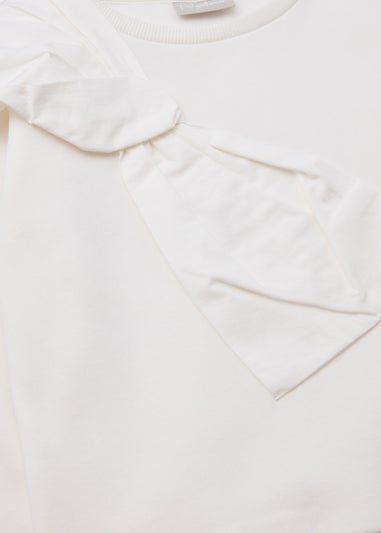 Girls White Corsage Bow Sweatshirt (4-13yrs)