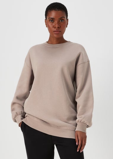 Beige Longline Sweatshirt