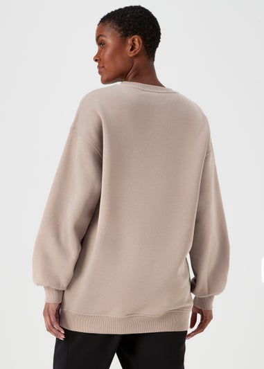 Beige Longline Sweatshirt