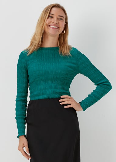 Teal Long Sleeve Textured Top