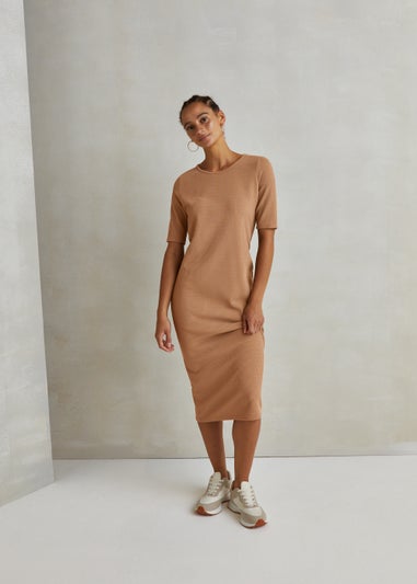 Taupe Ribbed T-Shirt Dress