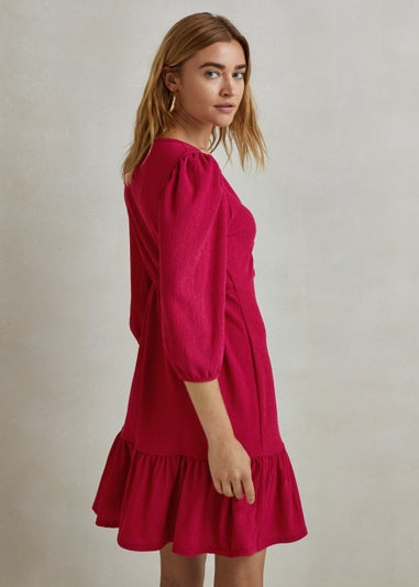 Raspberry Ruched Front Mini Dress